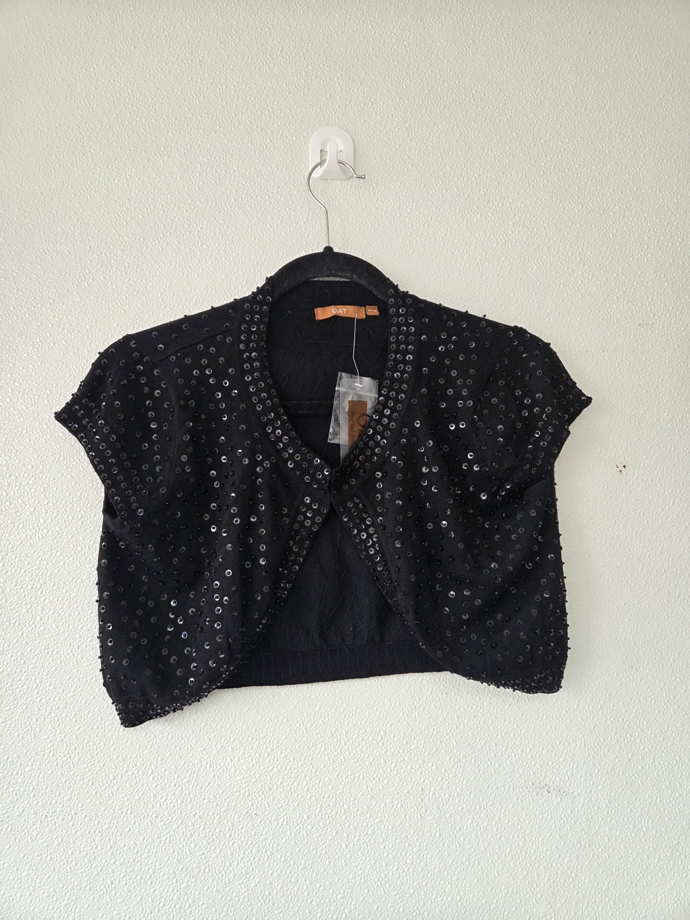 OAK Black Sequin Crop Bolero Cardigan